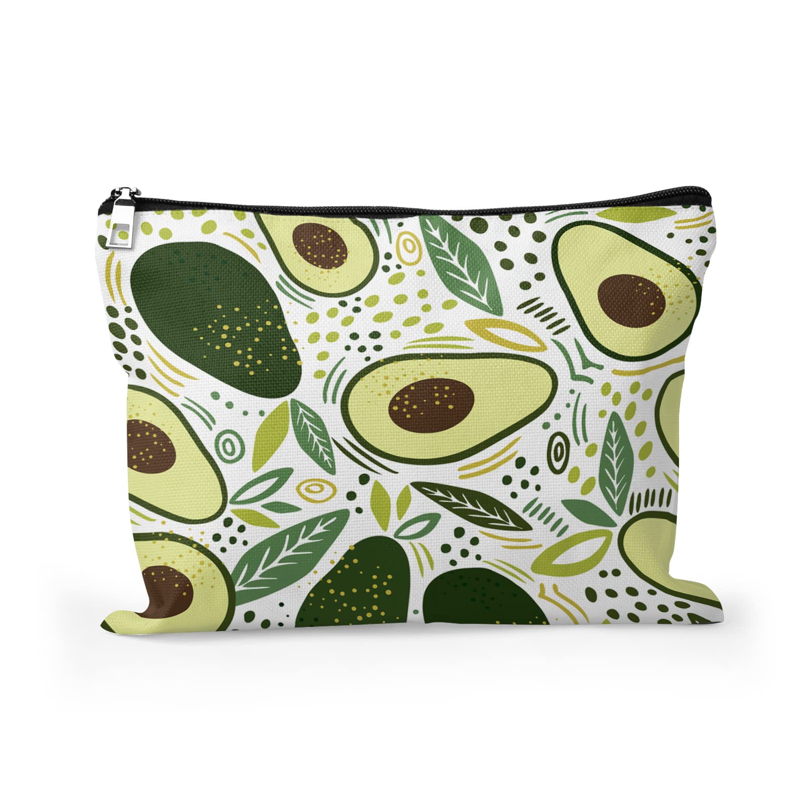 Cafl Hawaiian Palm Leaf Makeup Bag Tropical Palm Trees Cosmetic Bag Zipper Pouch Large Toiltry Bag Travel Linen Make Up Organizer Purse for Women 10×8Inch